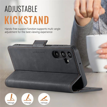 For Samsung Galaxy A14 4G / Galaxy A14 5G Case AUTSPACE A11 RFID Blocking Retro Leather Cell Phone Wallet Cover