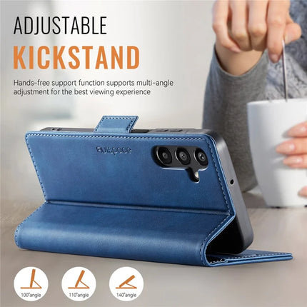 For Samsung Galaxy A14 4G / Galaxy A14 5G Case AUTSPACE A11 RFID Blocking Retro Leather Cell Phone Wallet Cover