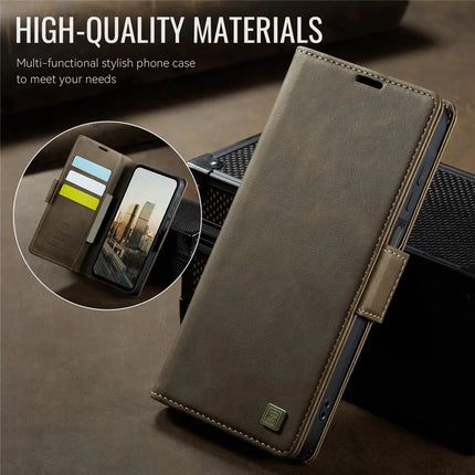 For Samsung Galaxy A14 4G / Galaxy A14 5G Case AUTSPACE A11 RFID Blocking Retro Leather Cell Phone Wallet Cover