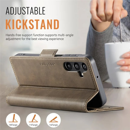 For Samsung Galaxy A14 4G / Galaxy A14 5G Case AUTSPACE A11 RFID Blocking Retro Leather Cell Phone Wallet Cover