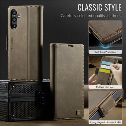 For Samsung Galaxy A35 5G Case AUTSPACE A11 RFID Blocking Retro Leather Cell Phone Wallet Cover