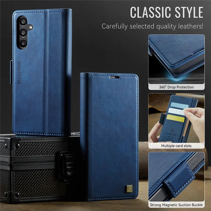 For Samsung Galaxy A54 5G Case AUTSPACE A11 RFID Blocking Retro Leather Cell Phone Wallet Cover