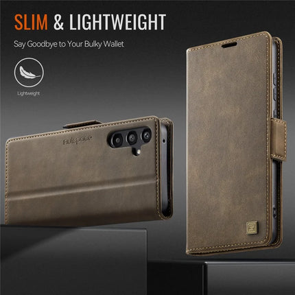 For Samsung Galaxy A55 5G Case AUTSPACE A11 RFID Blocking Retro Leather Cell Phone Wallet Cover