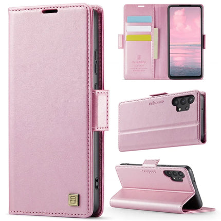 For Samsung Galaxy A32 5G Case AUTSPACE A11 RFID Blocking Retro Leather Cell Phone Wallet Cover