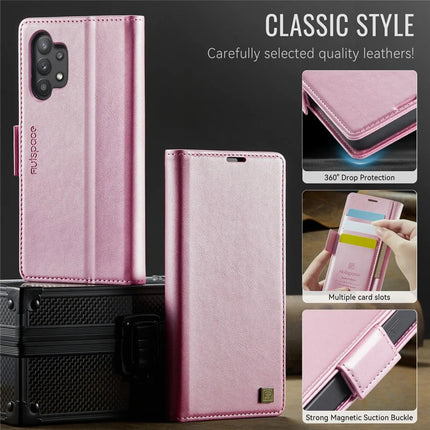 For Samsung Galaxy A32 5G Case AUTSPACE A11 RFID Blocking Retro Leather Cell Phone Wallet Cover