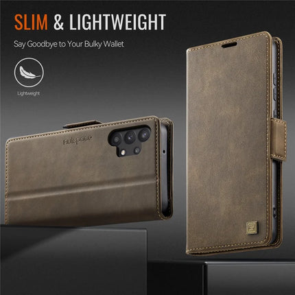 For Samsung Galaxy A32 5G Case AUTSPACE A11 RFID Blocking Retro Leather Cell Phone Wallet Cover