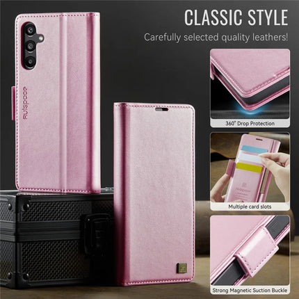 For Samsung Galaxy A34 5G Case AUTSPACE A11 RFID Blocking Retro Leather Cell Phone Wallet Cover