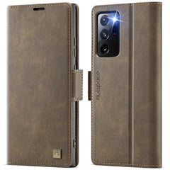 For Samsung Galaxy Note20 Ultra Case AUTSPACE A11 RFID Blocking Retro Leather Cell Phone Wallet Cover - Brown