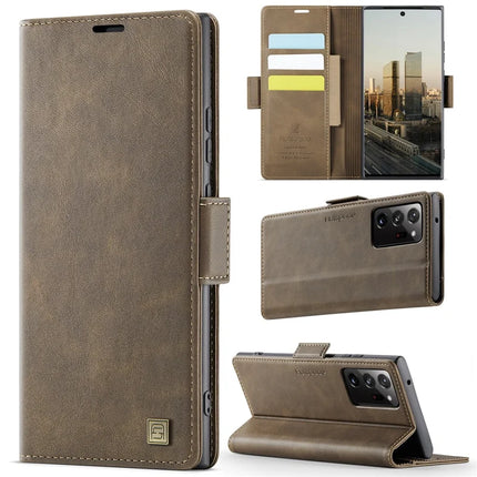 For Samsung Galaxy Note20 Ultra Case AUTSPACE A11 RFID Blocking Retro Leather Cell Phone Wallet Cover