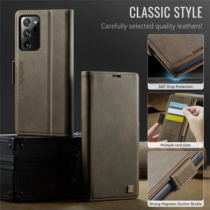 For Samsung Galaxy Note20 Ultra Case AUTSPACE A11 RFID Blocking Retro Leather Cell Phone Wallet Cover