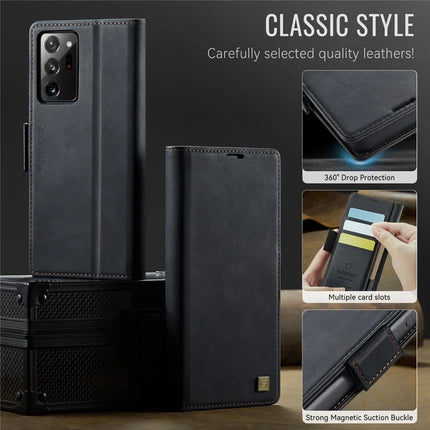 For Samsung Galaxy Note20 Ultra Case AUTSPACE A11 RFID Blocking Retro Leather Cell Phone Wallet Cover
