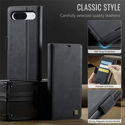 For Google Pixel 8a Case AUTSPACE A11 RFID Blocking Retro Leather Cell Phone Wallet Cover