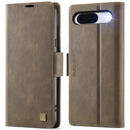 For Google Pixel 8 Case AUTSPACE A11 RFID Blocking Retro Leather Cell Phone Wallet Cover - Brown