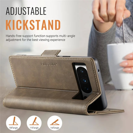 For Google Pixel 8 Pro Case AUTSPACE A11 RFID Blocking Retro Leather Cell Phone Wallet Cover
