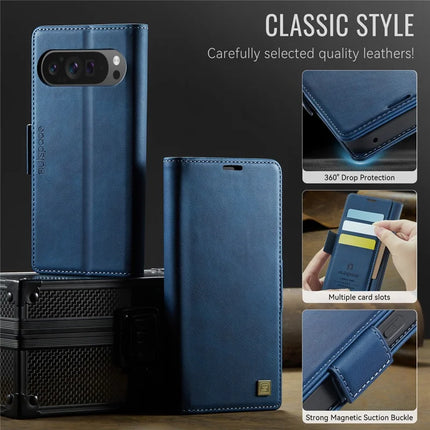 For Google Pixel 9 Pro / Google Pixel 9 Case AUTSPACE A11 RFID Blocking Retro Leather Cell Phone Wallet Cover