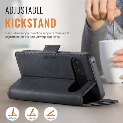 For Google Pixel 9 Pro / Google Pixel 9 Case AUTSPACE A11 RFID Blocking Retro Leather Cell Phone Wallet Cover