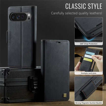 For Google Pixel 9 Pro / Google Pixel 9 Case AUTSPACE A11 RFID Blocking Retro Leather Cell Phone Wallet Cover