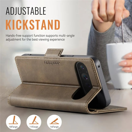 For Google Pixel 9 Pro / Google Pixel 9 Case AUTSPACE A11 RFID Blocking Retro Leather Cell Phone Wallet Cover