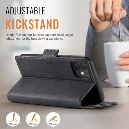 For iPhone 11 Case AUTSPACE A11 RFID Blocking Retro Leather Cell Phone Wallet Cover