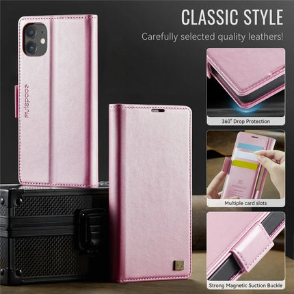 For iPhone 11 Case AUTSPACE A11 RFID Blocking Retro Leather Cell Phone Wallet Cover