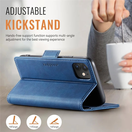 For iPhone 11 Case AUTSPACE A11 RFID Blocking Retro Leather Cell Phone Wallet Cover
