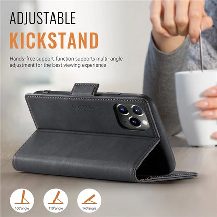 For iPhone 11 Pro Max Case AUTSPACE A11 RFID Blocking Retro Leather Cell Phone Wallet Cover