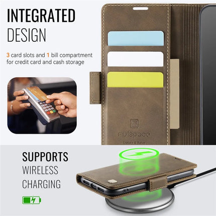 For iPhone 11 Pro Max Case AUTSPACE A11 RFID Blocking Retro Leather Cell Phone Wallet Cover