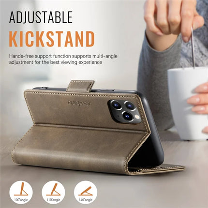 For iPhone 11 Pro Max Case AUTSPACE A11 RFID Blocking Retro Leather Cell Phone Wallet Cover