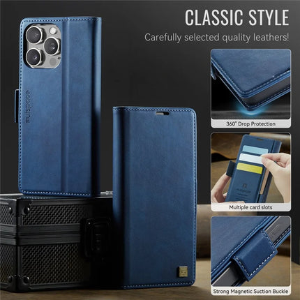 For iPhone 13 Pro Max 6.7 inch Case AUTSPACE A11 RFID Blocking Retro Leather Cell Phone Wallet Cover