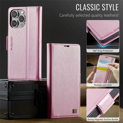 For iPhone 13 Pro Max 6.7 inch Case AUTSPACE A11 RFID Blocking Retro Leather Cell Phone Wallet Cover
