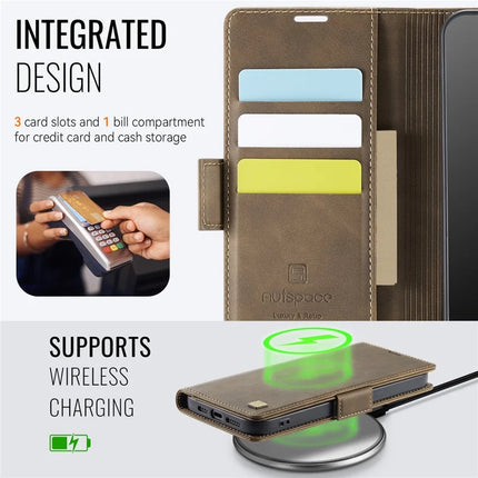 For iPhone 13 Pro Max 6.7 inch Case AUTSPACE A11 RFID Blocking Retro Leather Cell Phone Wallet Cover