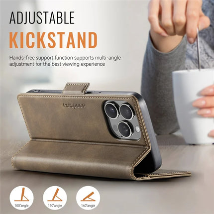 For iPhone 13 Pro Max 6.7 inch Case AUTSPACE A11 RFID Blocking Retro Leather Cell Phone Wallet Cover