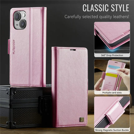 For iPhone 13 6.1 inch Case AUTSPACE A11 RFID Blocking Retro Leather Cell Phone Wallet Cover