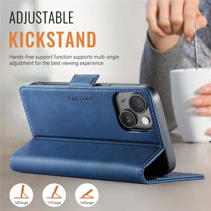 For iPhone 13 6.1 inch Case AUTSPACE A11 RFID Blocking Retro Leather Cell Phone Wallet Cover
