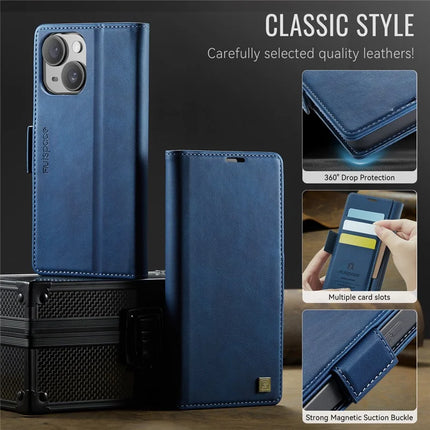 For iPhone 13 6.1 inch Case AUTSPACE A11 RFID Blocking Retro Leather Cell Phone Wallet Cover