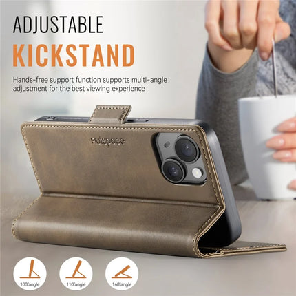 For iPhone 14 Case AUTSPACE A11 RFID Blocking Retro Leather Cell Phone Wallet Cover