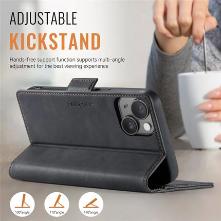 For iPhone 14 Case AUTSPACE A11 RFID Blocking Retro Leather Cell Phone Wallet Cover