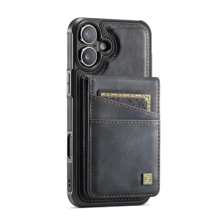 For iPhone 16 Plus Case AUTSPACE A12 Leather Phone Case with Detachable Card Bag