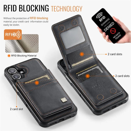 For iPhone 16 Plus Case AUTSPACE A12 Leather Phone Case with Detachable Card Bag