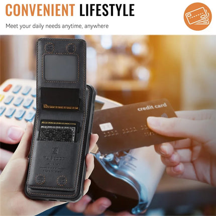 For iPhone 16 Plus Case AUTSPACE A12 Leather Phone Case with Detachable Card Bag