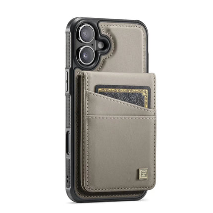 For iPhone 16 Plus Case AUTSPACE A12 Leather Phone Case with Detachable Card Bag