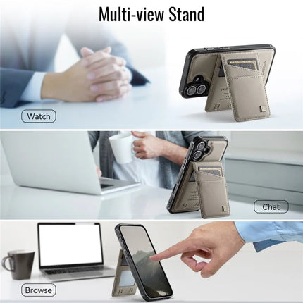 For iPhone 16 Plus Case AUTSPACE A12 Leather Phone Case with Detachable Card Bag