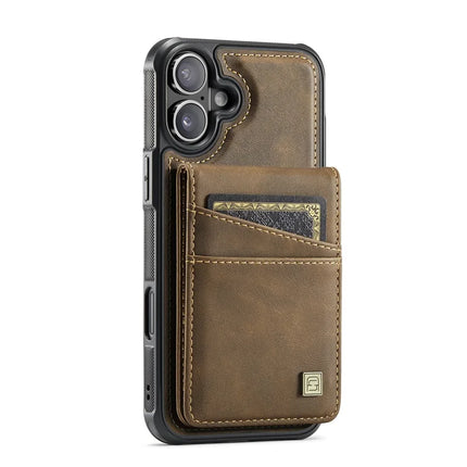 For iPhone 16 Plus Case AUTSPACE A12 Leather Phone Case with Detachable Card Bag