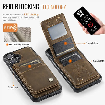 For iPhone 16 Plus Case AUTSPACE A12 Leather Phone Case with Detachable Card Bag
