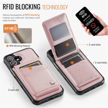 For iPhone 16 Plus Case AUTSPACE A12 Leather Phone Case with Detachable Card Bag