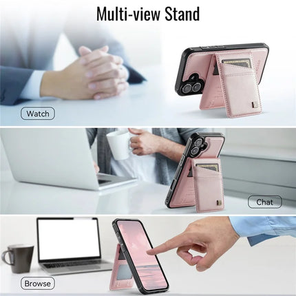 For iPhone 16 Plus Case AUTSPACE A12 Leather Phone Case with Detachable Card Bag