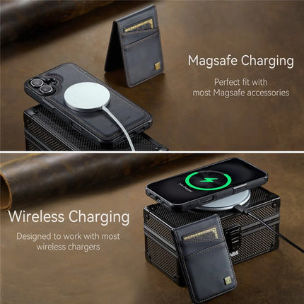 For iPhone 16 Case AUTSPACE A12 Leather Phone Case with Detachable Card Bag