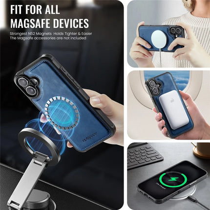 For iPhone 16 Case AUTSPACE A12 Leather Phone Case with Detachable Card Bag