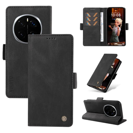 For Honor Magic7 Pro 5G Leather Case YIKATU YK-005 Skin-touch Feeling Wallet Phone Cover - Black