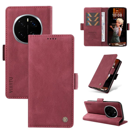 For Honor Magic7 Pro 5G Leather Case YIKATU YK-005 Skin-touch Feeling Wallet Phone Cover - Wine Red